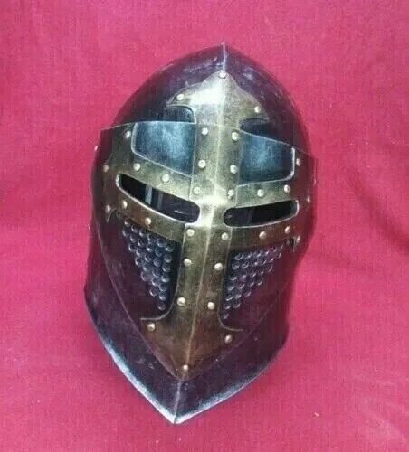Templar Helmet 16 Gauge Solid Steel Medieval Knight Armour Gift For Halloween