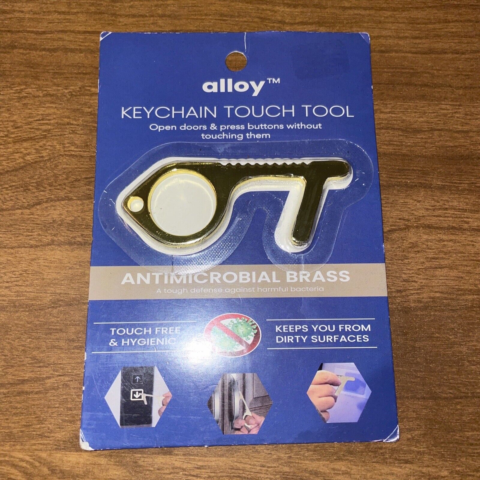 No-Touch Key New In Package Keyring Anti Microbial Brass Open Package Tagco