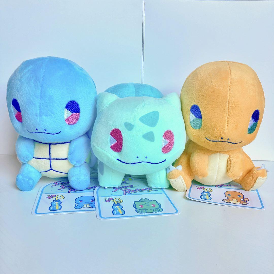 Pokemon Plush Saiko Soda Refresh Bulbasaur & Charmander & Squirtle 3 Types set F