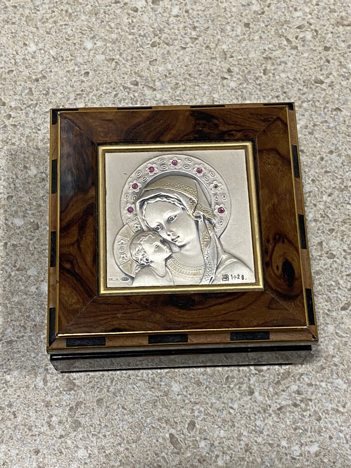 1910 St. Teresa’s Coffin Prayer Beads w/  Burlwood / Sterling Silver Rosary Box