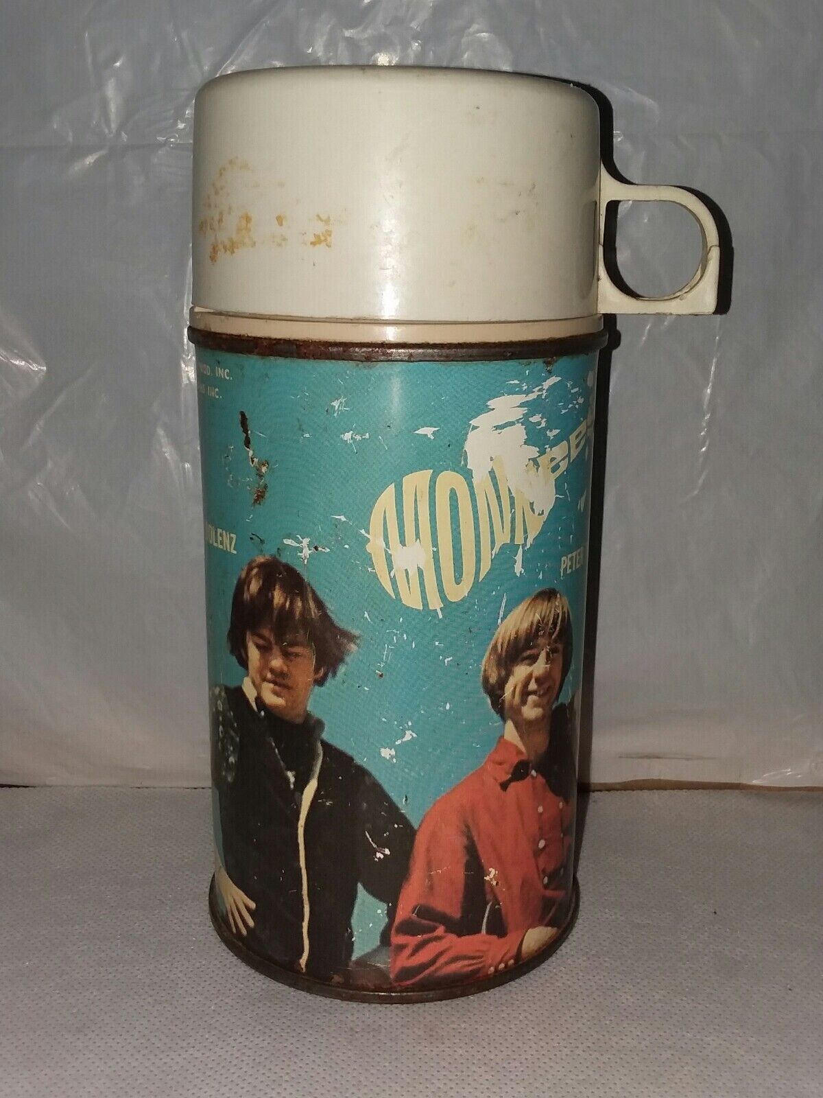 Vintage 1967 The Monkees Blue Metal Glass Lined Thermos #2853