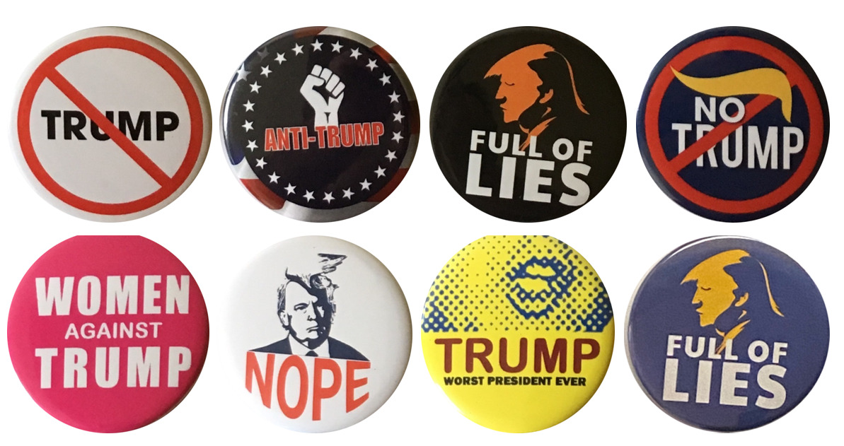Anti Trump, No Trump 2024 Buttons - Set of 8 that measure 2.25 inches