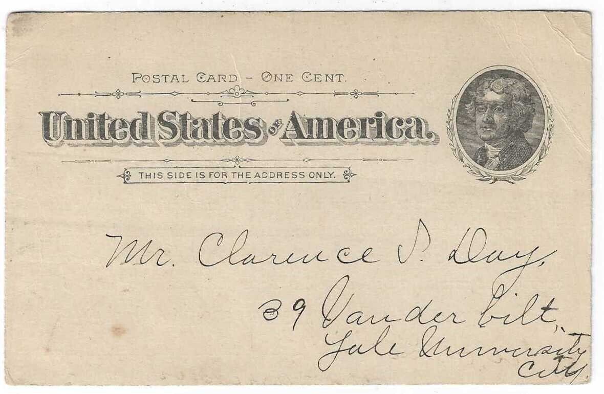 1895 Postcard Clarence Day Author \