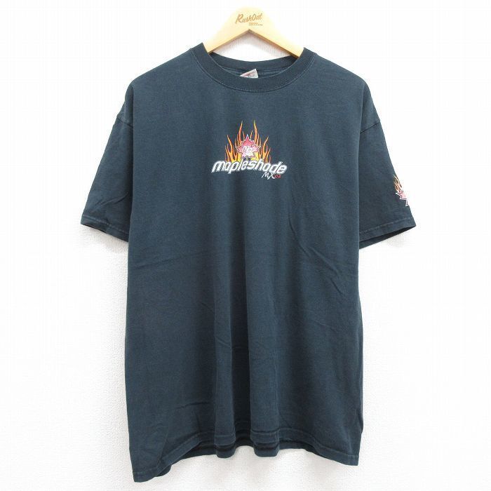 Xl/Used Short Sleeve Vintage T-Shirt Men\'S 00S Mapleshade Cotton Crew Neck Black