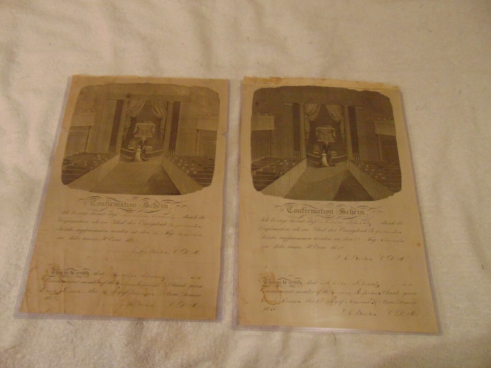 ANTIQUE CHURCH  MARRIAGE  DOCUMENTS; DATED 1865; ONE OF A KIND 