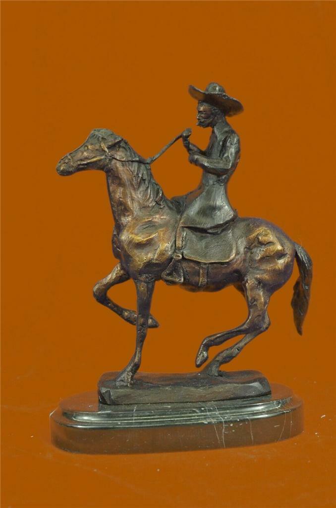 CLEARANCE SALE Cowboy on horse batteling Wild Stallion Bronze Statue