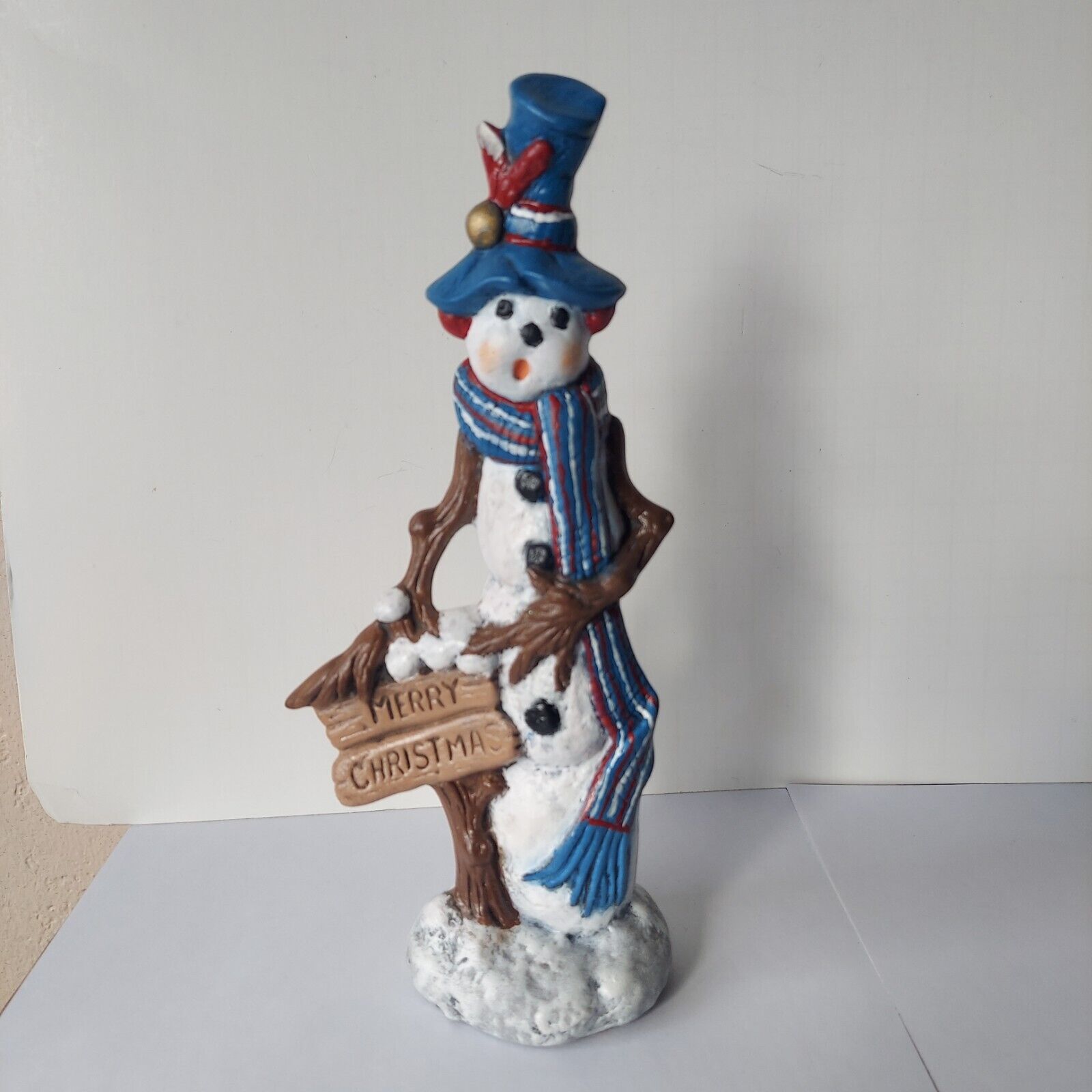 Hand Painted Ceramic Snowman Christmas Figurine - 8-1/2\