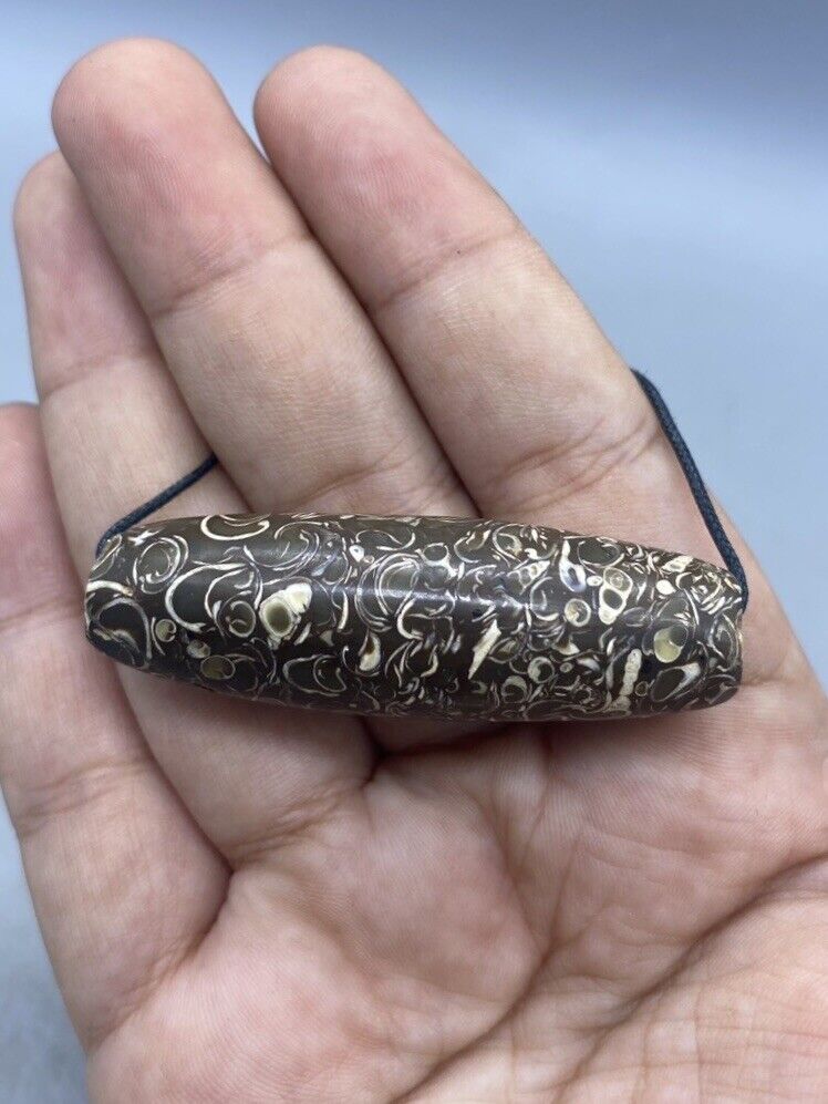 Ancient Old Natural Jasper Stone Beautiful Bacteria Era Bead From Central Asian