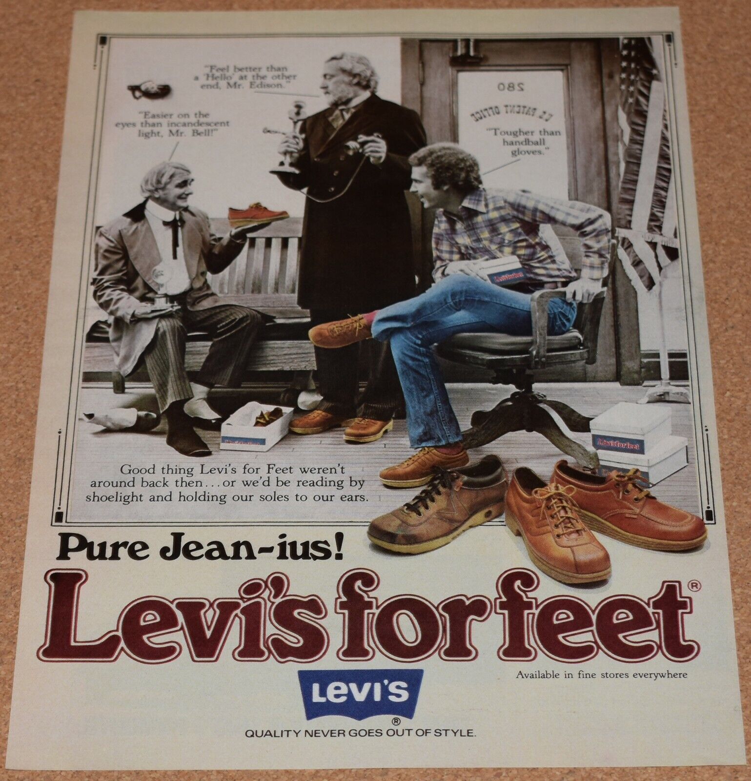 1978 Print Ad Levi\'s for feet Quality never goes out of style men store Jean-ius