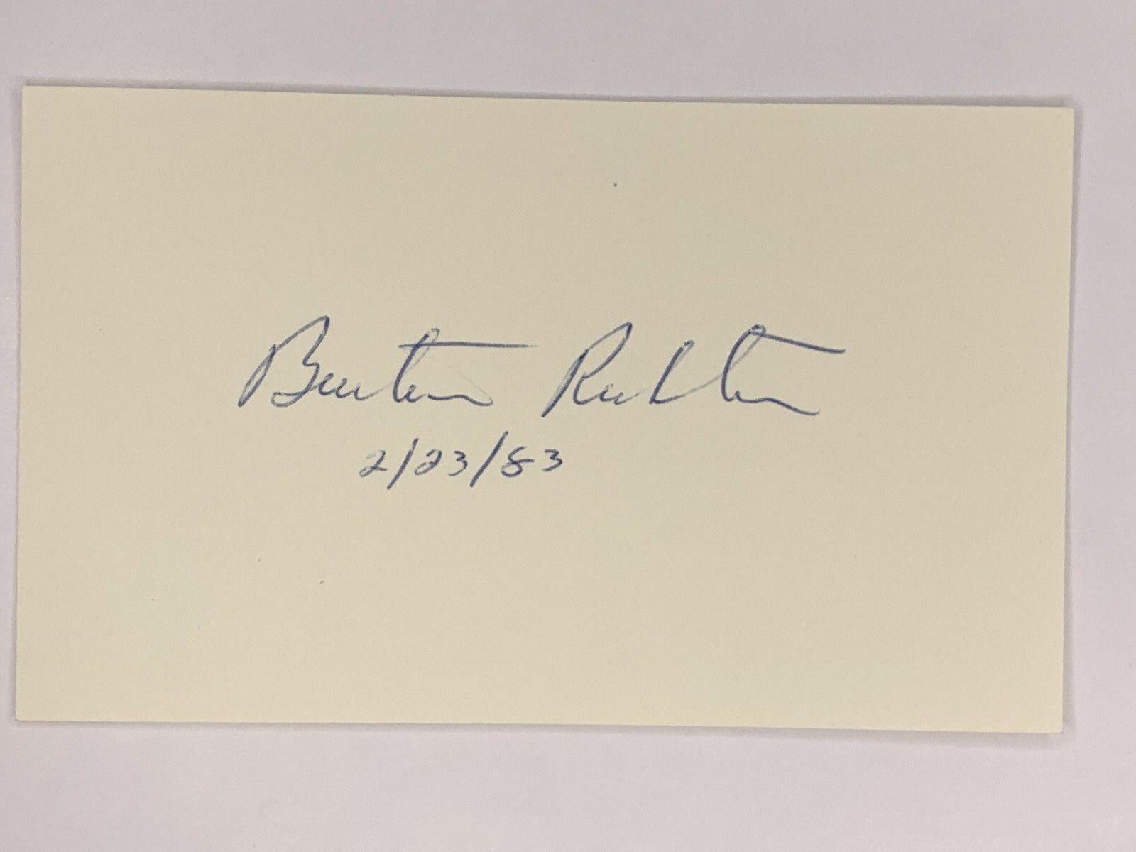 Burton richter Signed 3x5 Card 1976 Nobel Prize in physics