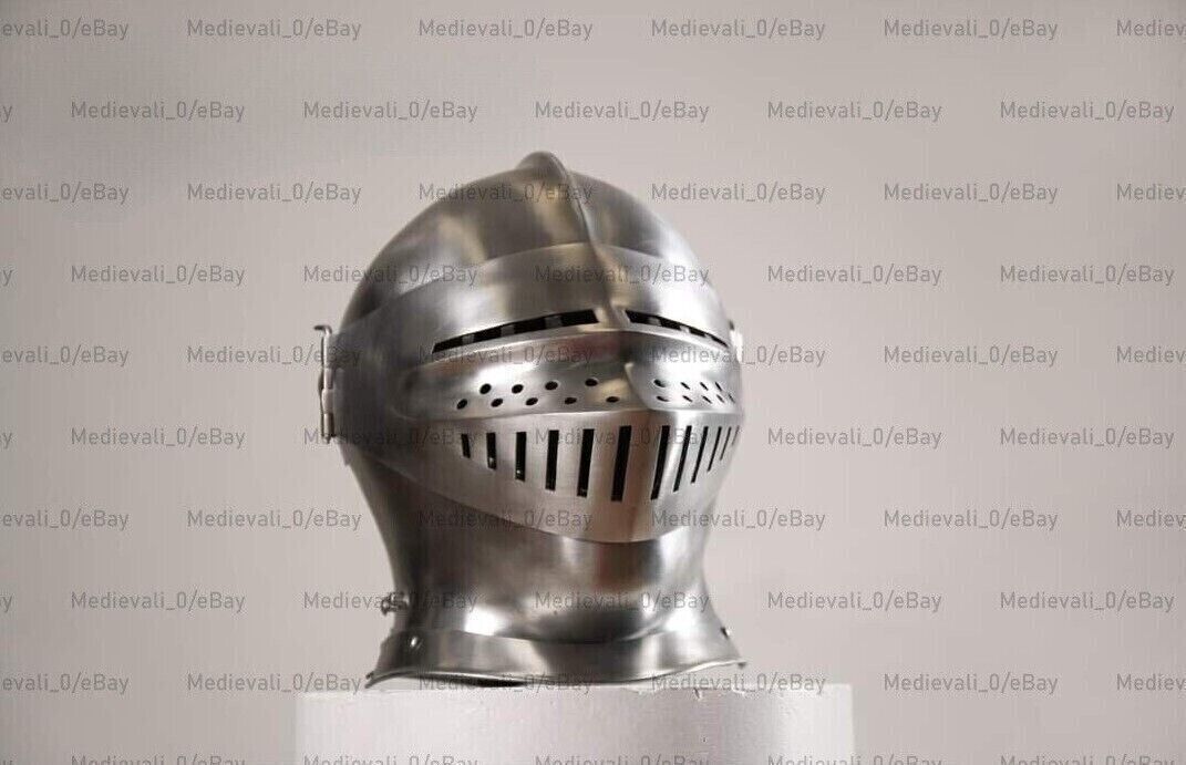 18G Steel Medieval Bascinet Closed Armet Helmet Medieval Burgonet Helmet Viking.