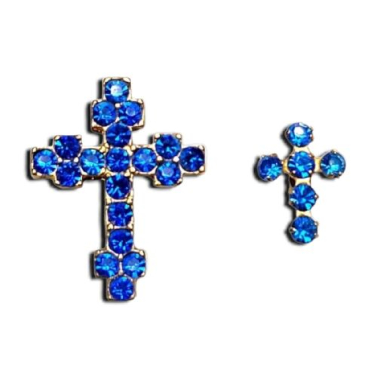 Avon Crucifix Lapel Pin Set of 2 Gold Tone Back the Blue Vintage Peace Stones