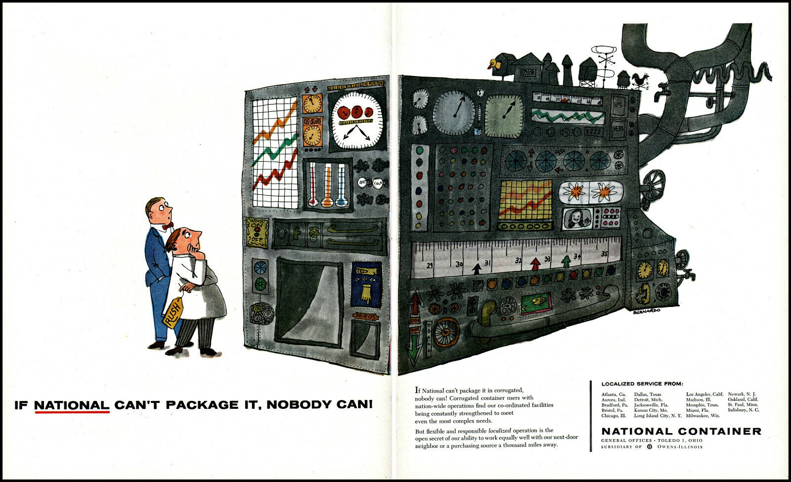 1958 Giant Super Computer National Container Toledo vintage art print ad adl88