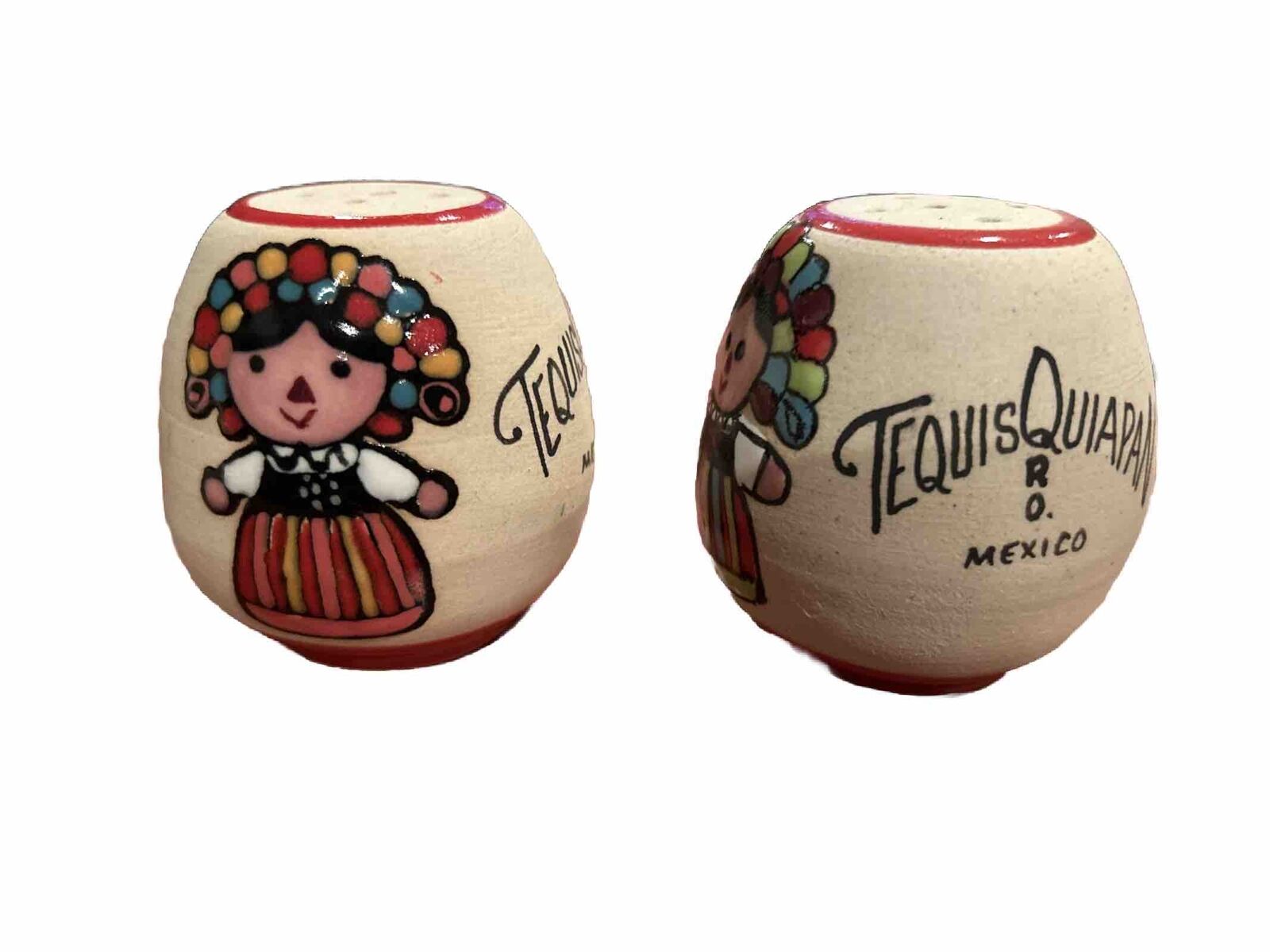 Mexican Folk Art Hand Painted Salt & Pepper Shakers