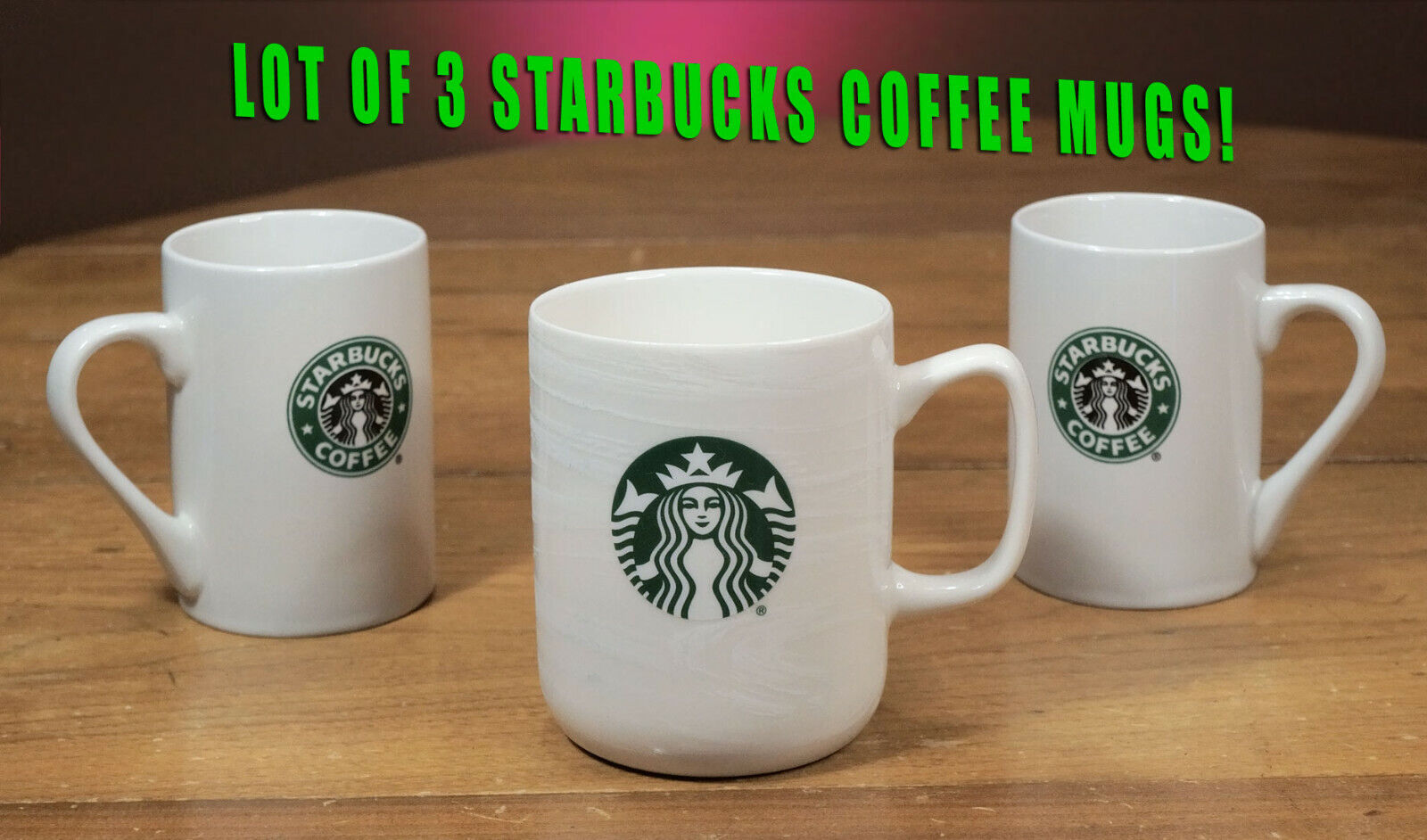 Lot Of 3 STARBUCKS Coffee Mugs Two-10 oz & One-16 oz 2020 & 2008 Mermaid Logo