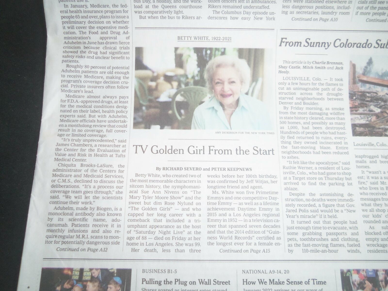 2022 JANUARY 1 NEW YORK TIMES - BETTY WHITE DIED AT AGE 99 (1922-2021)