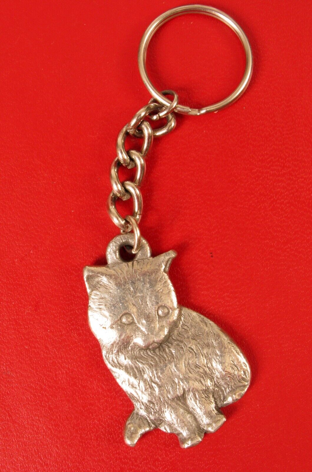 VINTAGE 1983 RAWCLIFFE PEWTER KEY CHAIN I LOVE MY KITTY CAT 