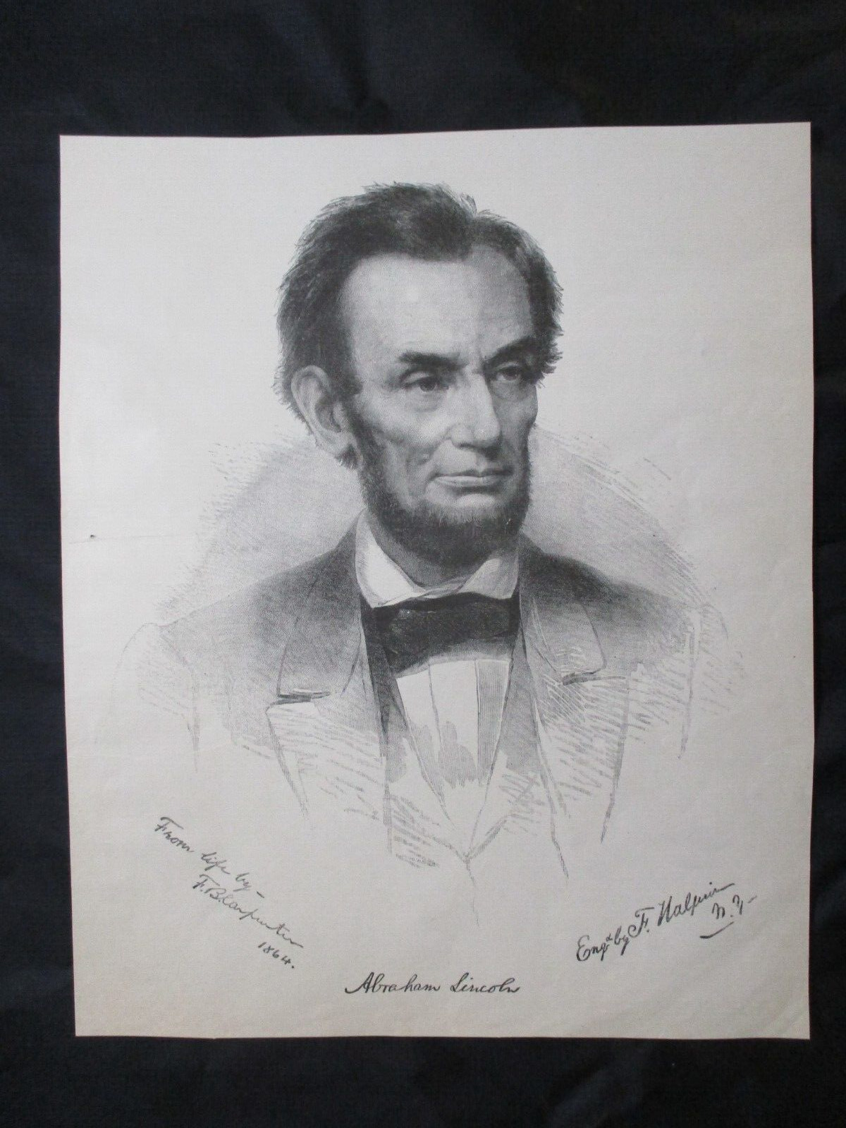 1884 Civil War Print - President Abraham Lincoln - SEE ALL MY LINCOLN AUCTIONS