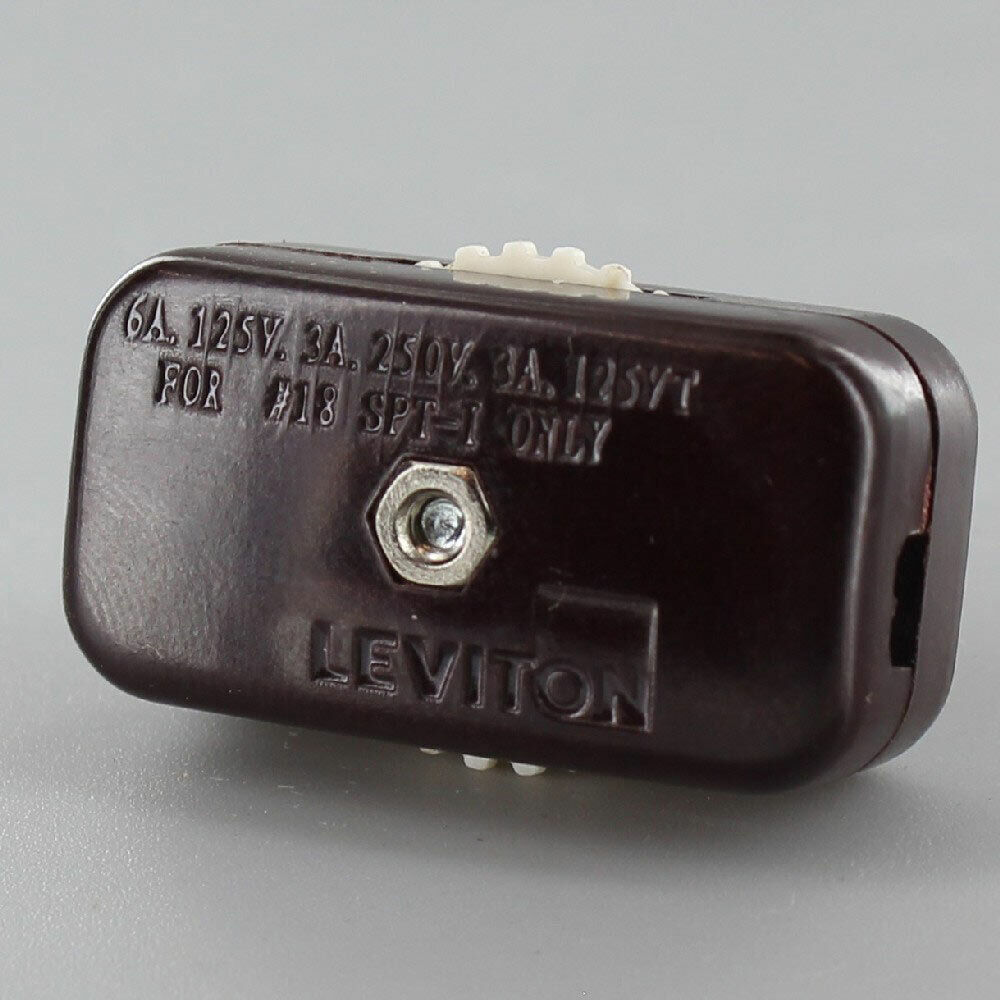 LEVITON BROWN ROTARY ON/OFF LINE SWITCH FOR 18/2 SPT-1 LAMP CORDS NEW 48400JB