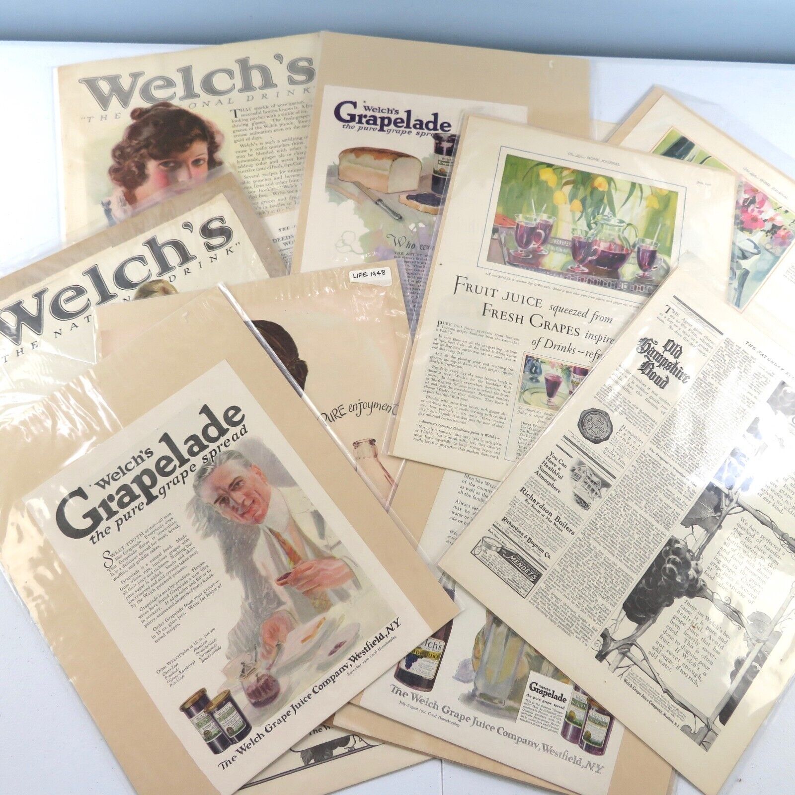 Vintage 1910 - 1926 Welch's Grape Juice Print Ads Lot of 14