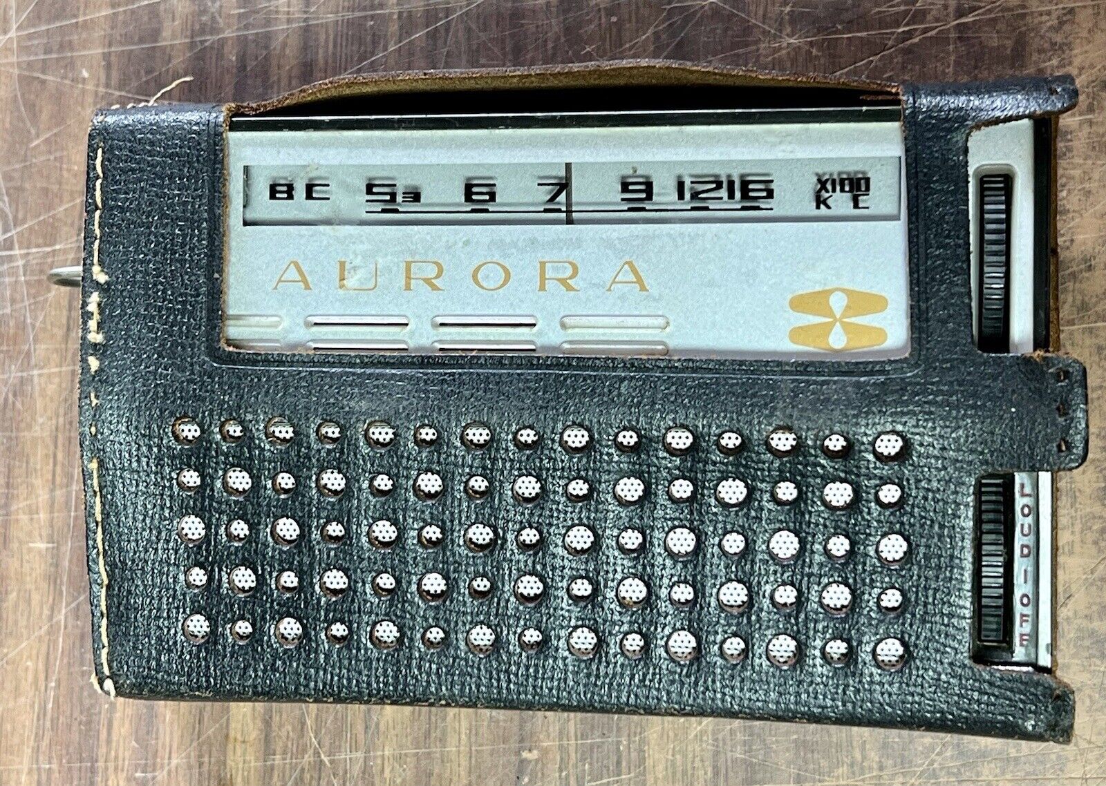 Vintage Aurora 8 Deluxe Transistor Radio W/ Case, Parts/Repair-See Photos & Info