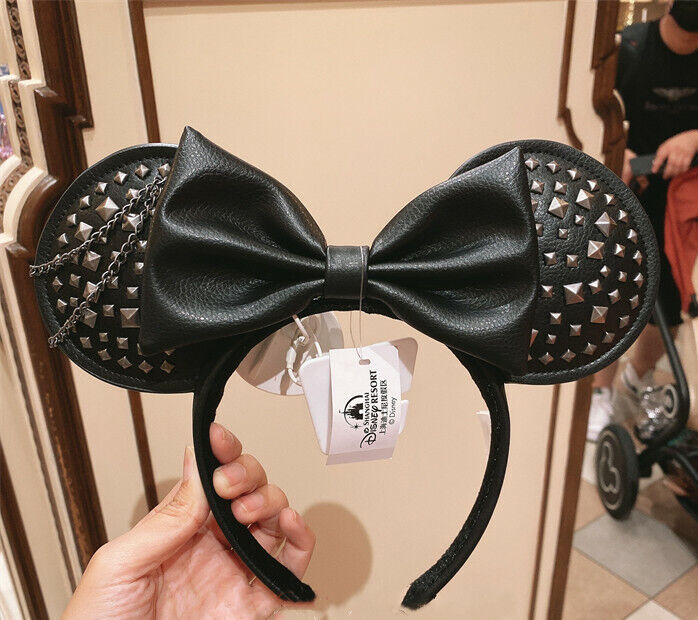 2021 Minnie mouse ear Headband Black Punk Shanghai Disneyland Disney