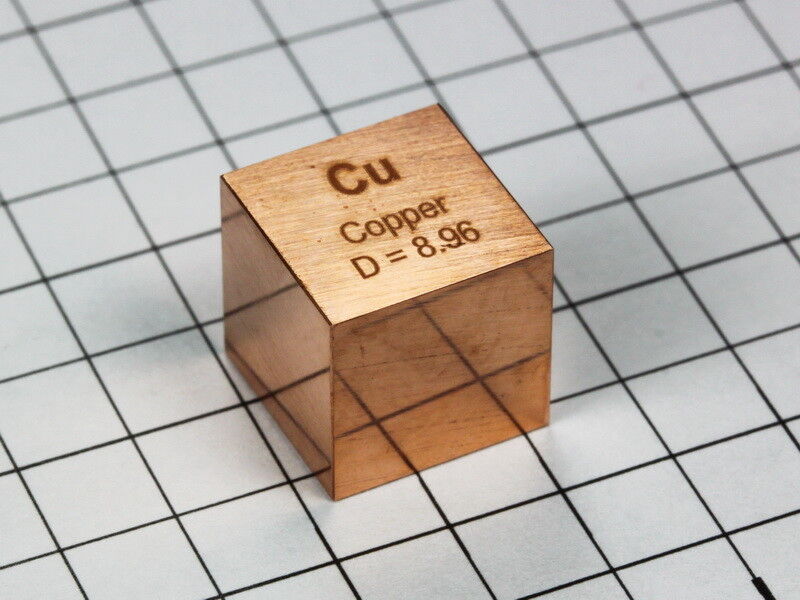 Copper density cube ultra precision 10.0x10.0x10.0mm - 99.999% - Made in Austria