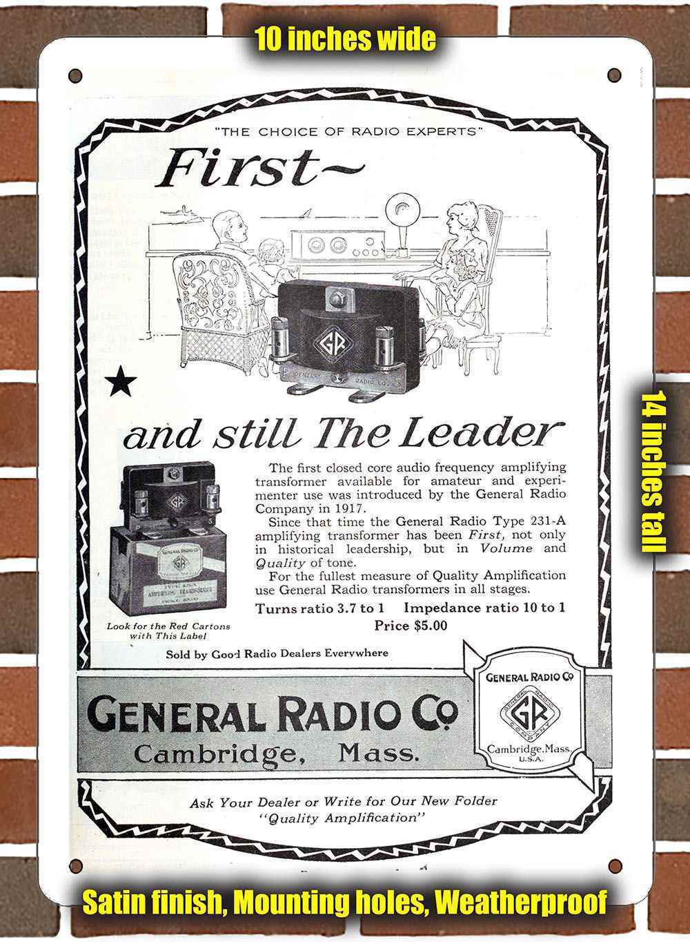Metal Sign - 1924 General Radio Amplifiers- 10x14 inches