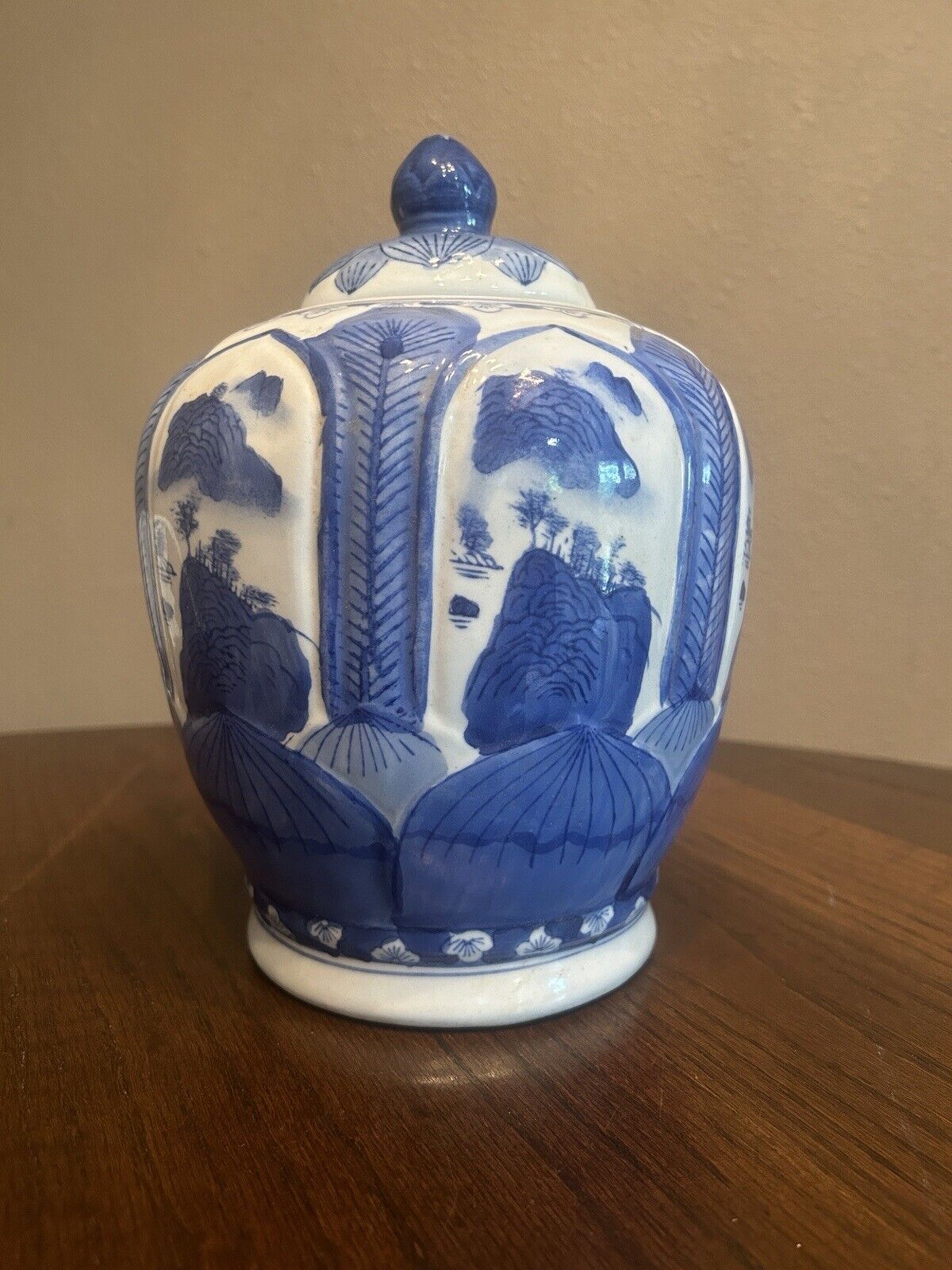 Antique Chinese Blue and white temple jar