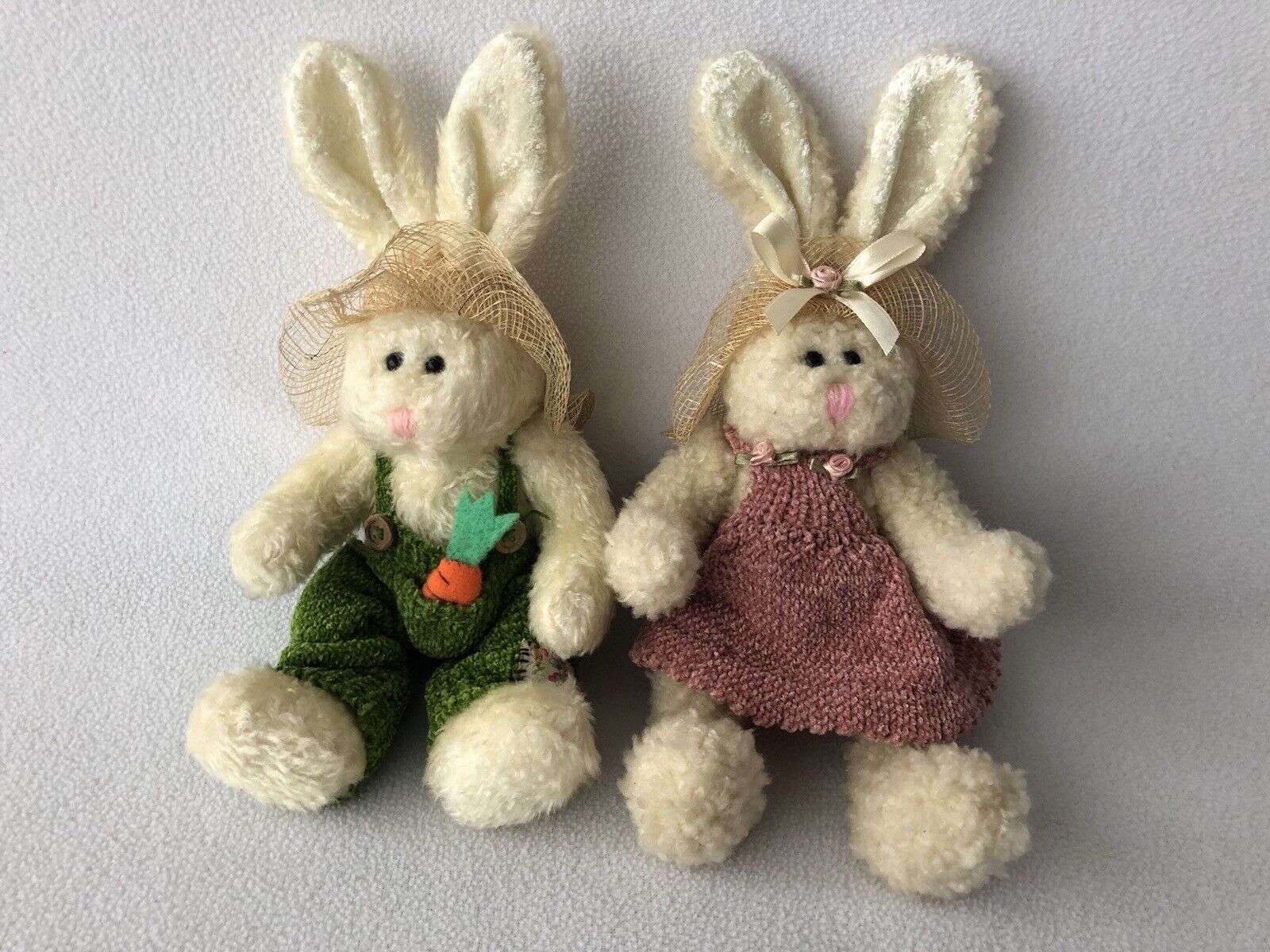 Vintage 1999 Berkely Designs Boy Girl Bunny Plush Easter Spring Summer Decor
