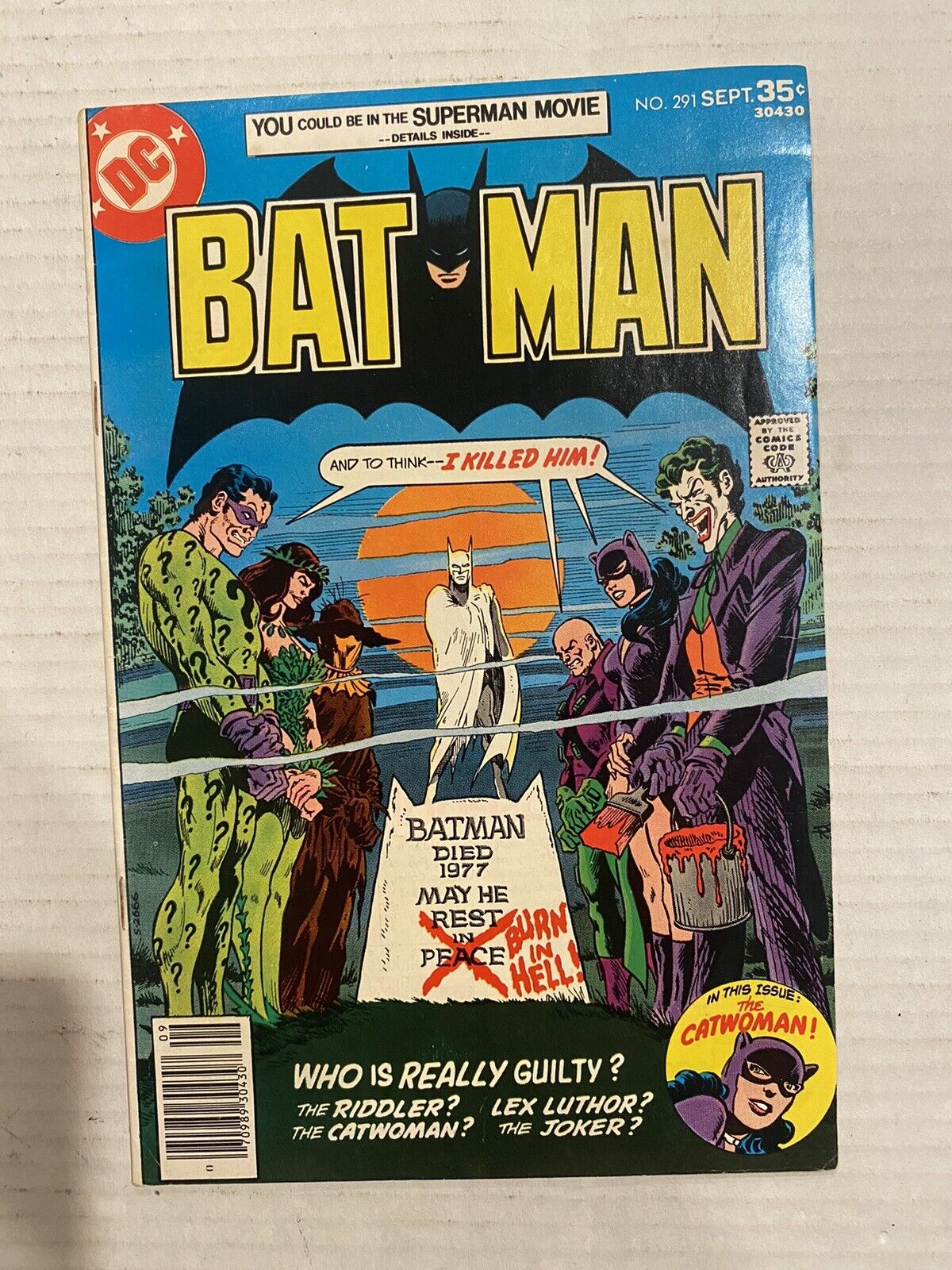 1977 Batman 291 Joker Riddler Catwoman Poison Ivy Scarecrow Cover Newsstand