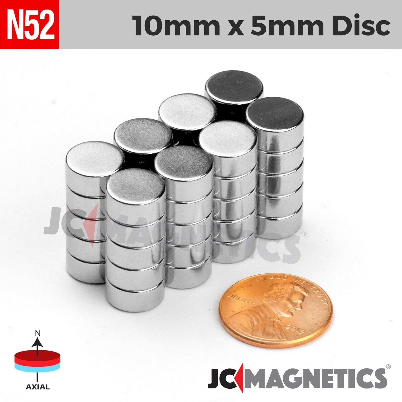 10mm x 5mm N52 Super Strong Round Disc Rare Earth Neodymium Magnet 10x5mm