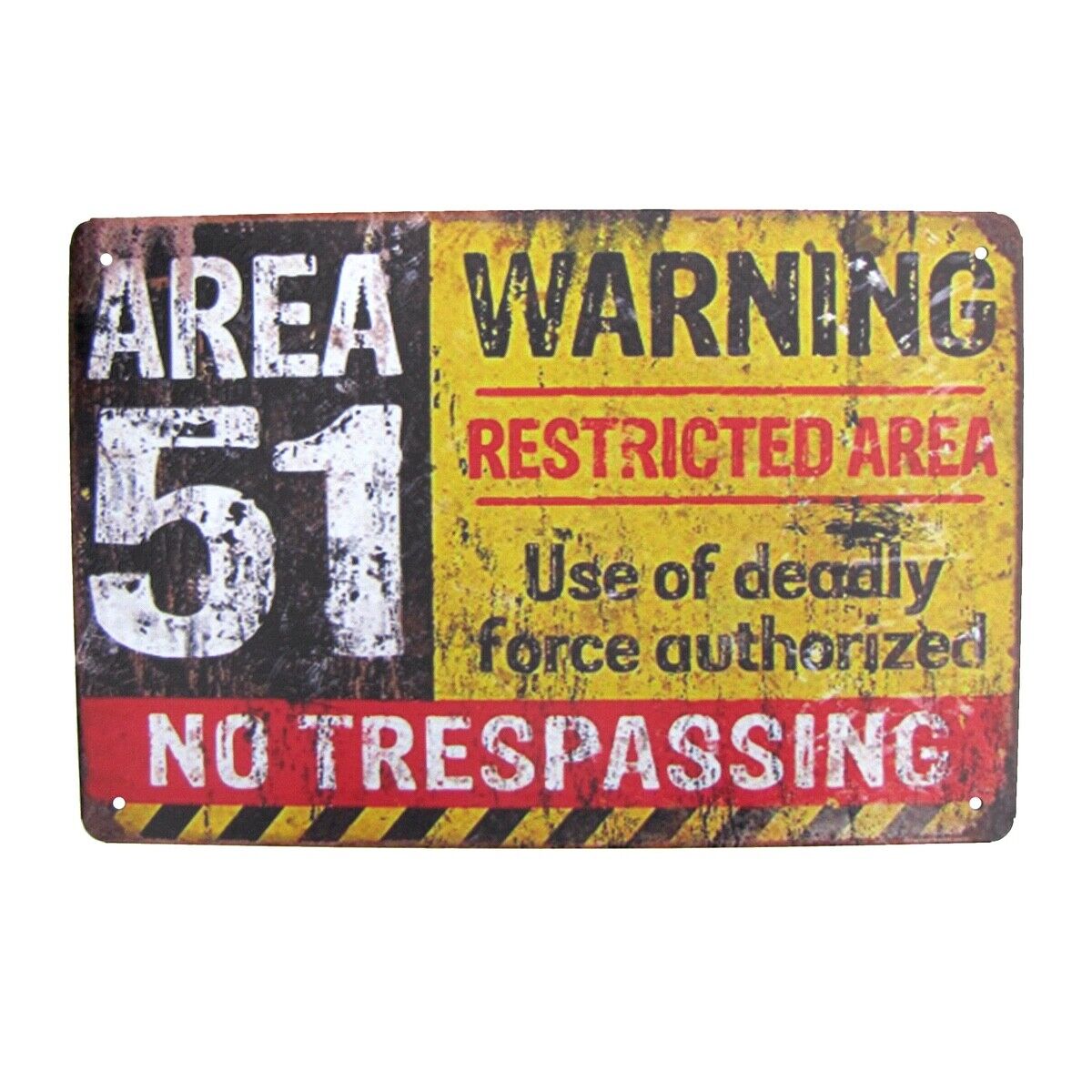 Area 51 Warn No Trespassing Metal Sign Tin Garage Man Cave Military Wall Decor