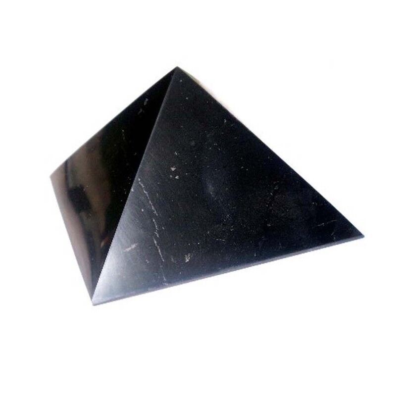 Shungite Pyramid POLISHED 70 x 70 mm EMF Shield Healing Stone 