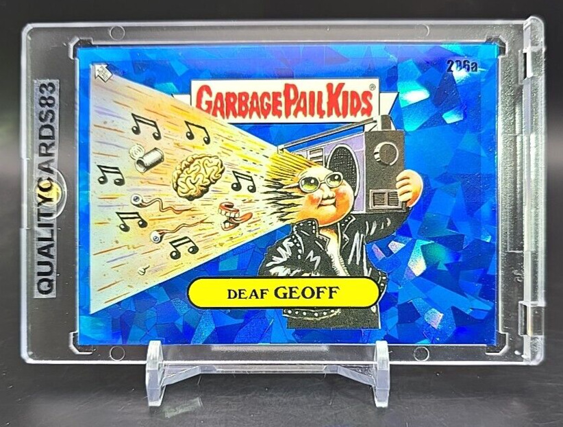 DEAF GEOFF BLUE CRACKED ICE REFRACTOR CARD WITH CASE GARBAGE PAIL KIDS