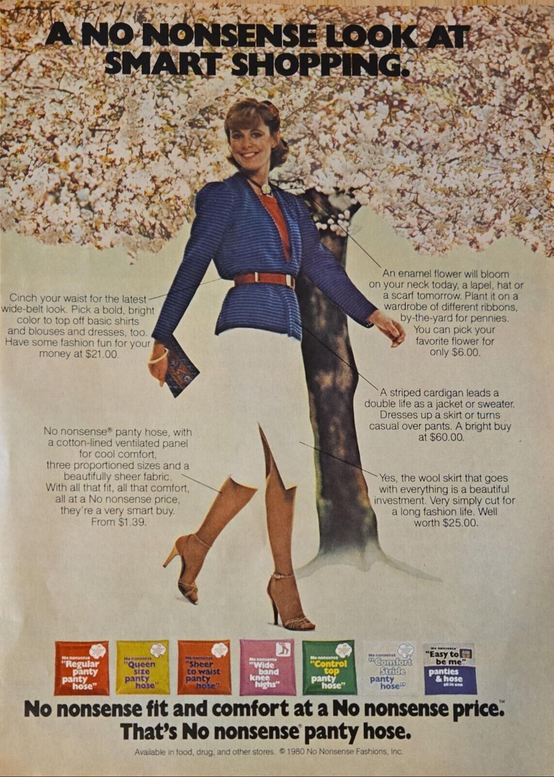 1980 print ad -No Nonsense Pantyhose lady fashion panty hose heels
