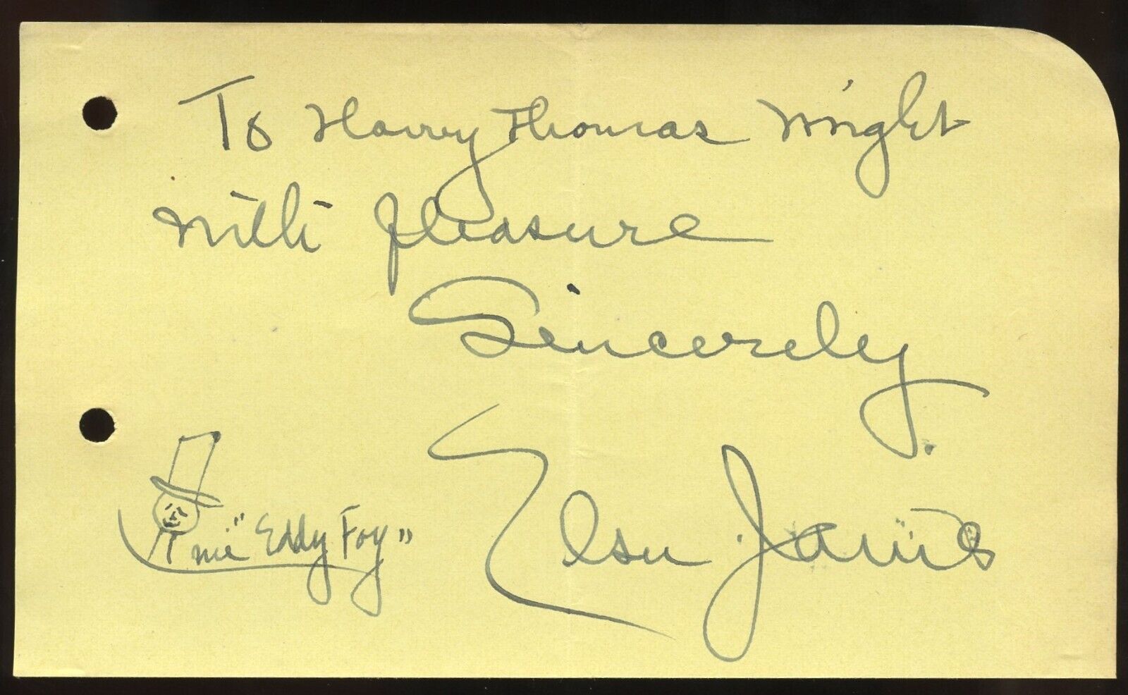 Elsie Janis d1956 signed autograph 3x5 Cut American Actress Musicals and Comedy