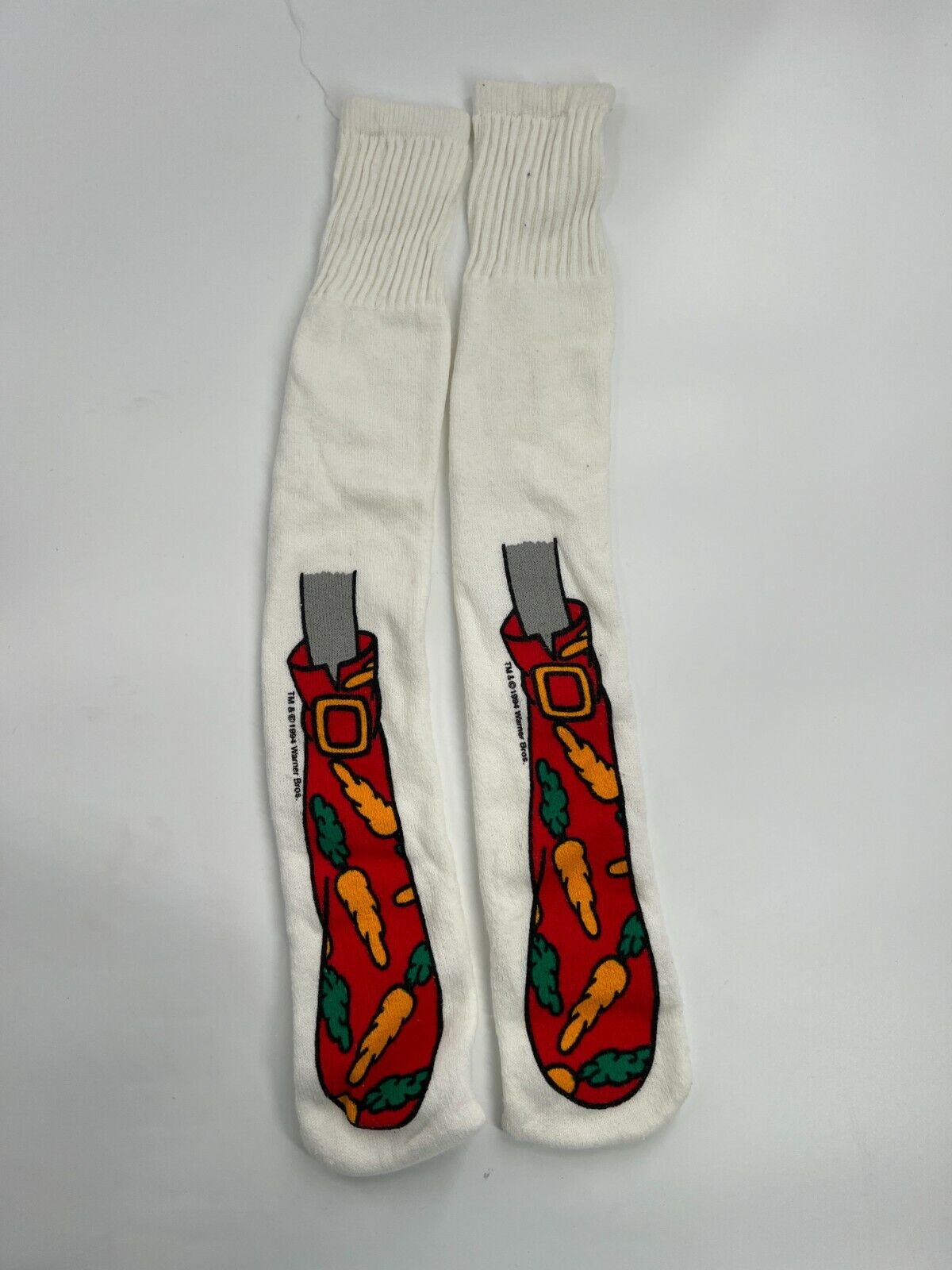 Vintage 90s WARNER Bros BROTHERS Shoe GRAPHIC Socks 1994 Carrots Bugs Bunny