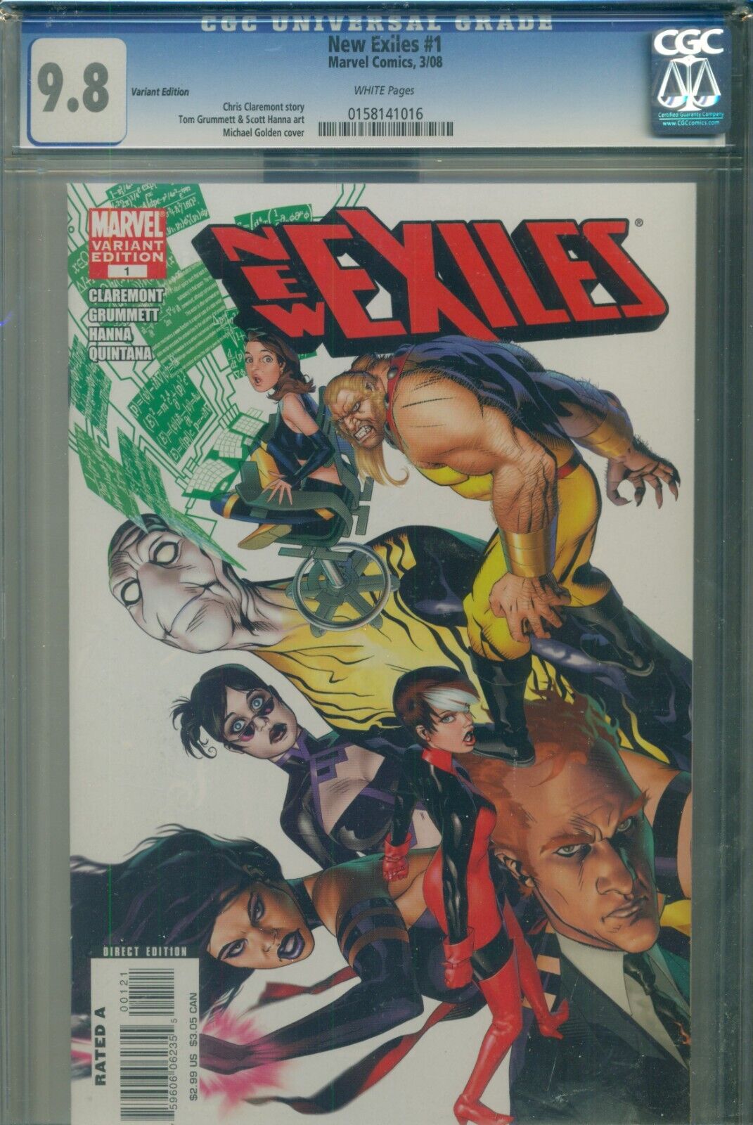 New Exiles #1 CGC 9.8 NM/MINT Highest Grade VARIANT COVER Marvel Comics 3/2008