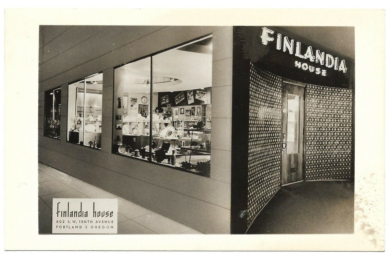 Vintage Postcard Finlandia House Portland Oregon Scandinavian Gifts Vtg