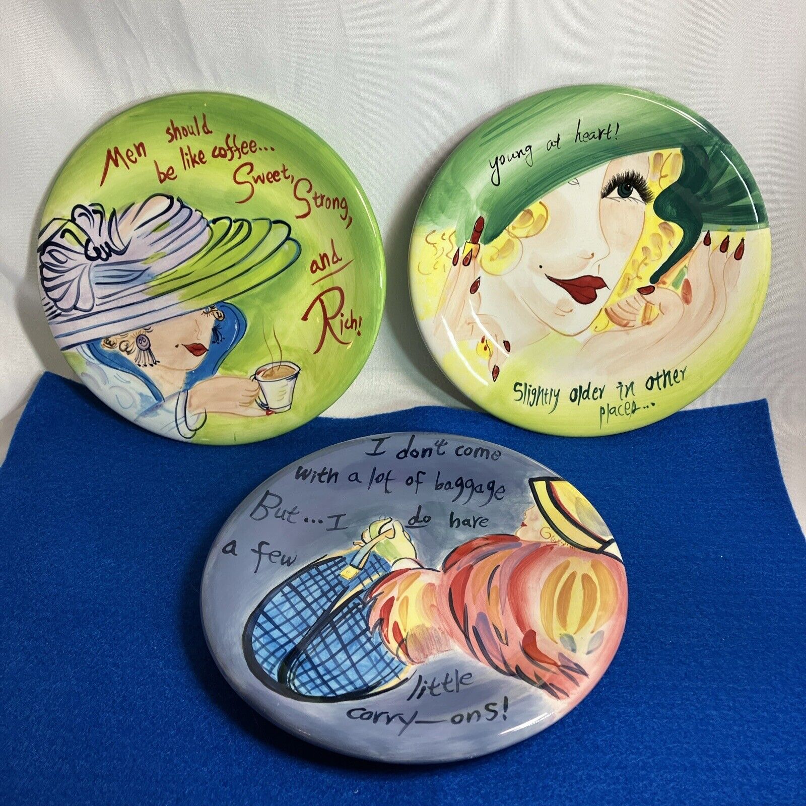 Set of 3 Diff Plates - Ladies with Attitude Ambiance Collection - Nanette Vacher