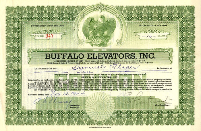 Buffalo Elevators, Inc. - General Stocks