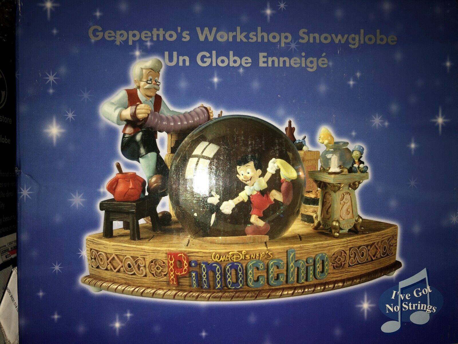 Disney Geppetto\'s Workshop Pinocchio Snow Globe Rare NEW Facotry Sealed