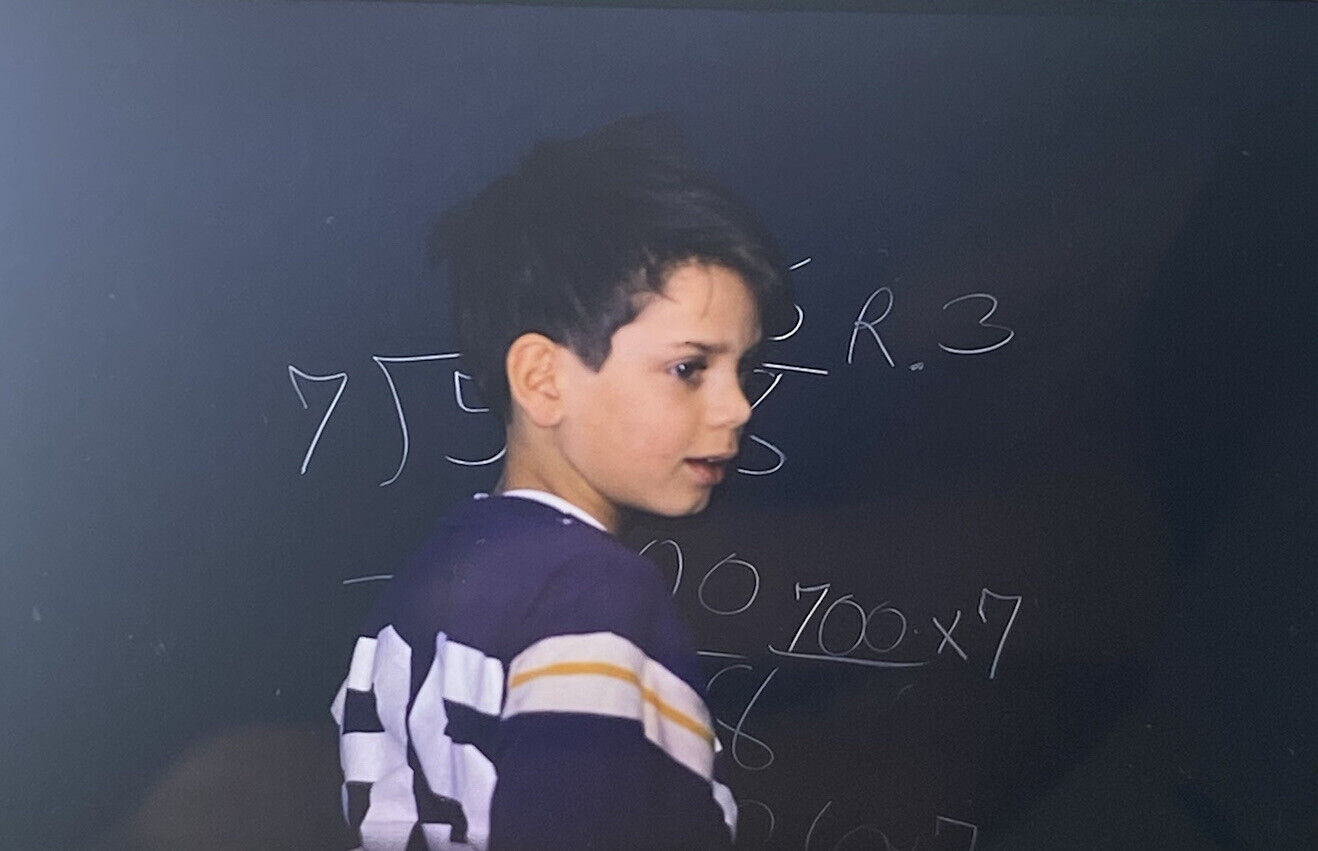 Vintage Photo Slide 1974 Boy Chalkboard Math Class