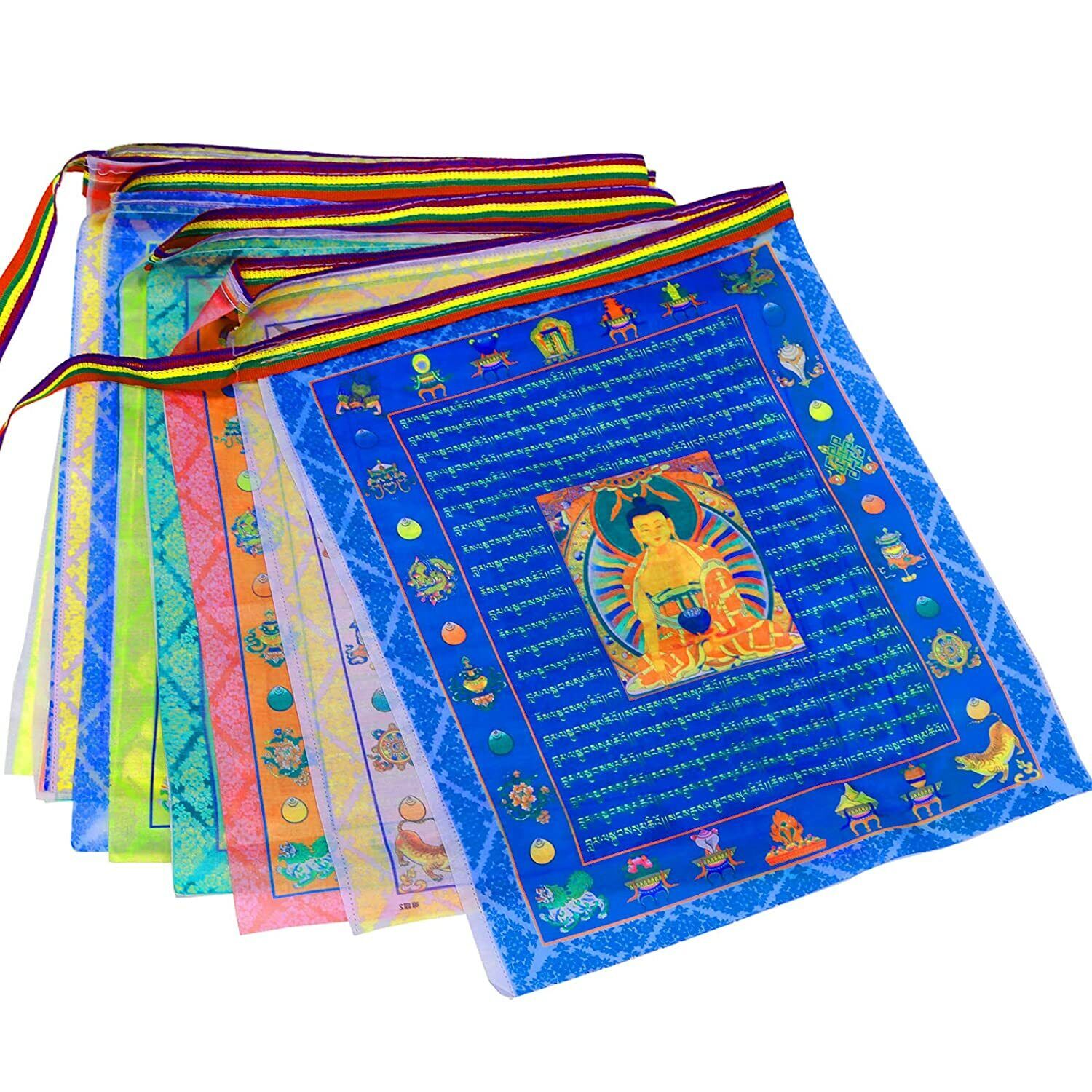 40Pc Tibetan Buddhist Prayer Flags Outdoor Meditation Five Elements 11x14 Inches
