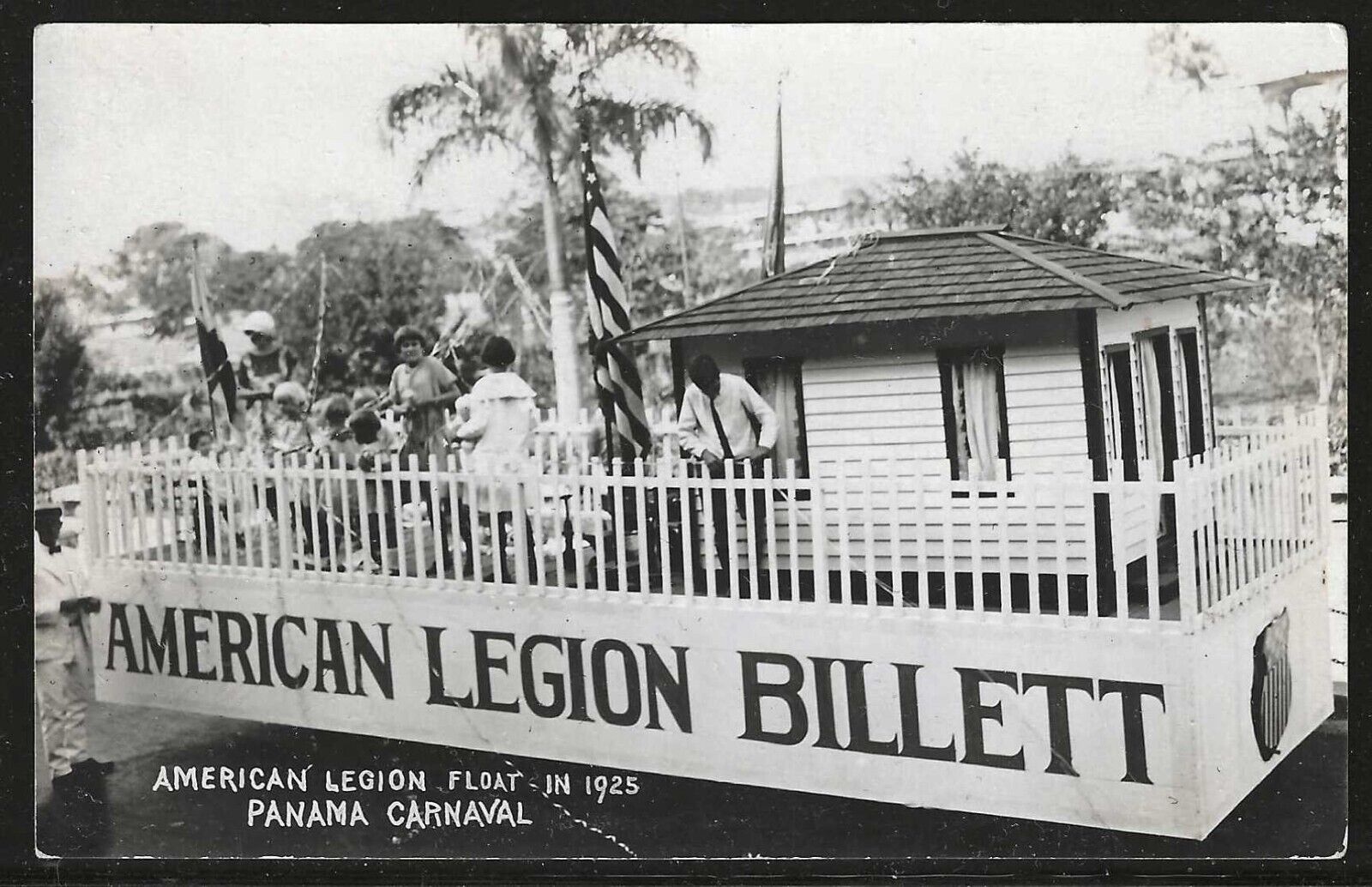 American Legion Float, Panama Carnival, Panama, 1925 Real Photo Postcard, Unused