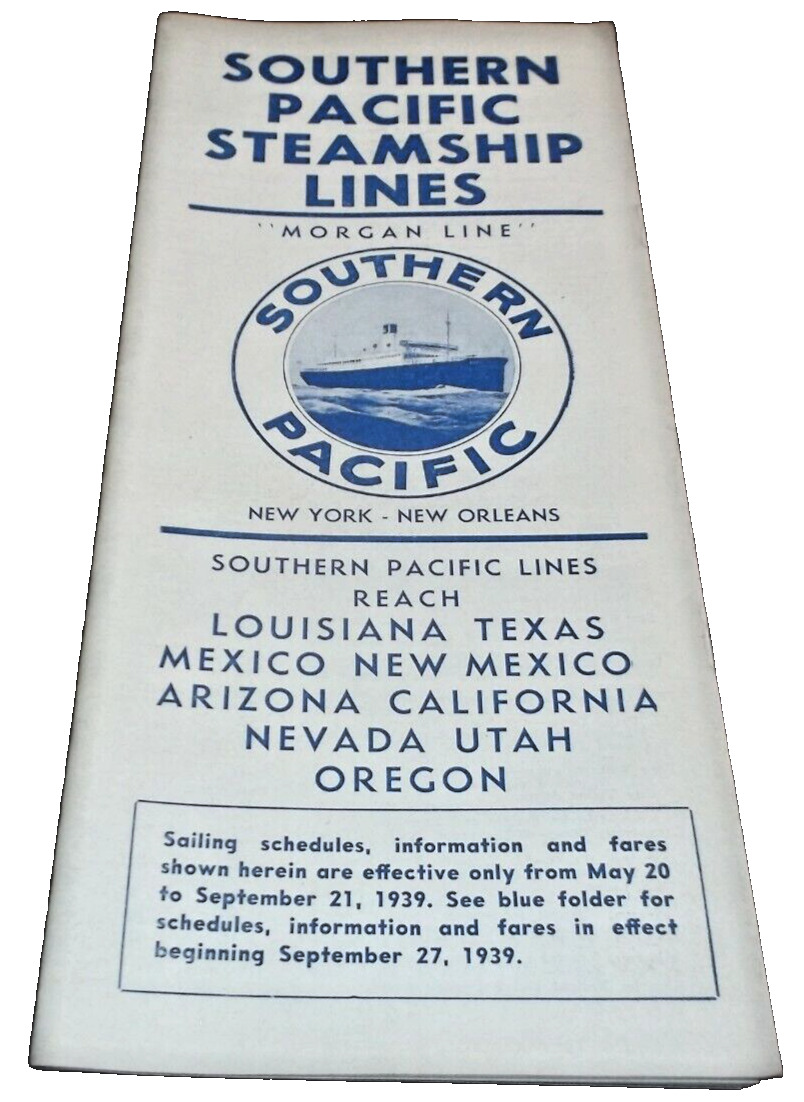 MAY 1939 SOUTHERN PACIFIC STEAMSHIP MORGAN LINES S.S. DIXIE BOOKLET