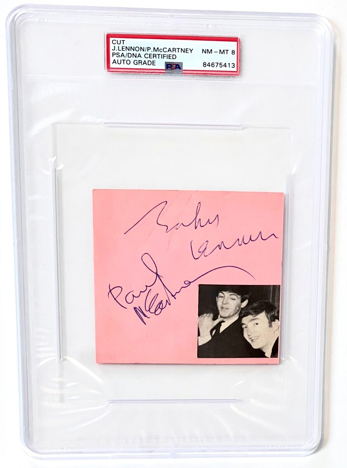 John Lennon Paul McCartney Autograph The Beatles Graded NM-8 PSA DNA signed auto