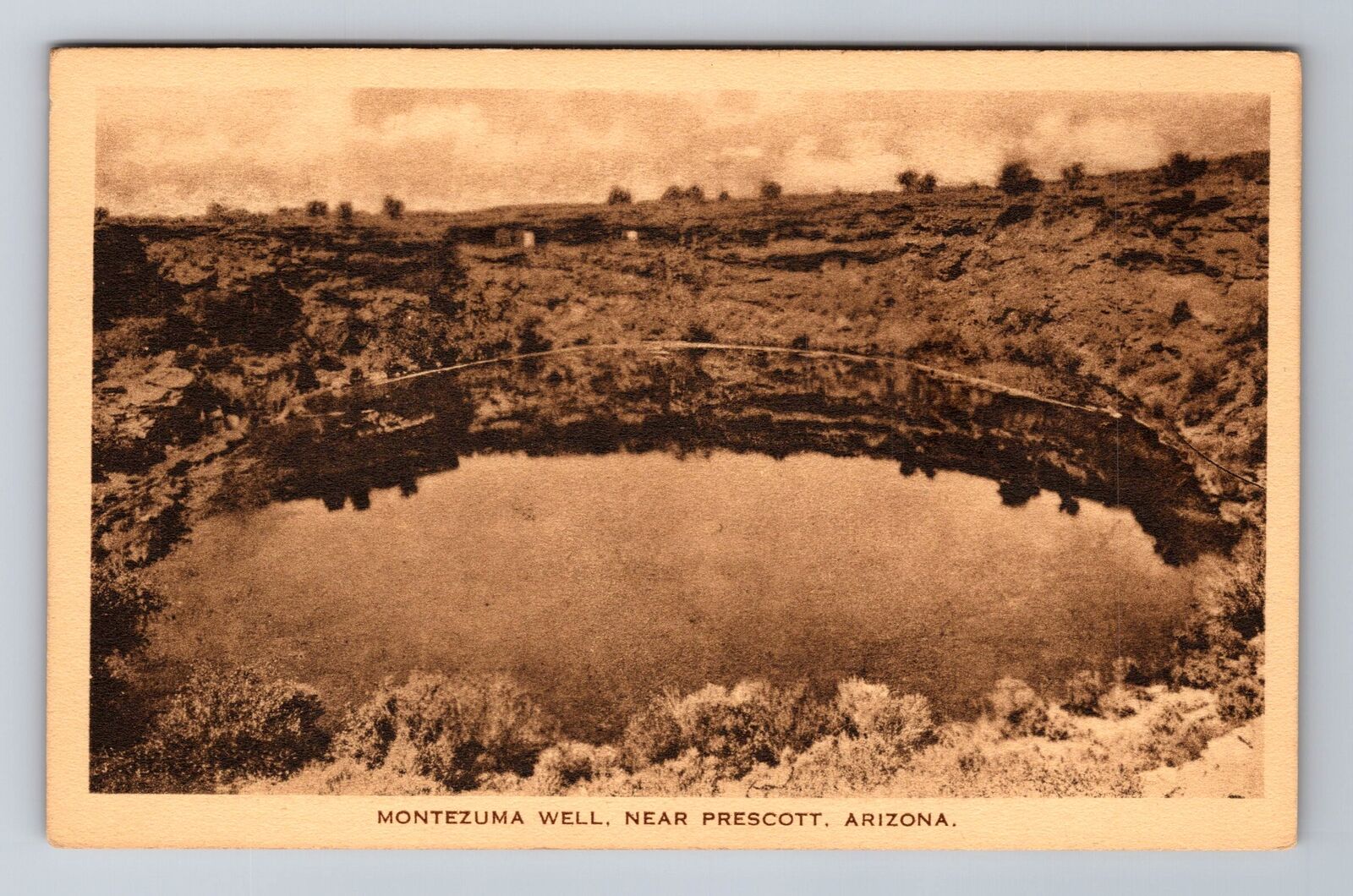 Prescott AZ-Arizona, Montezuma Well, Antique, Vintage Souvenir Postcard