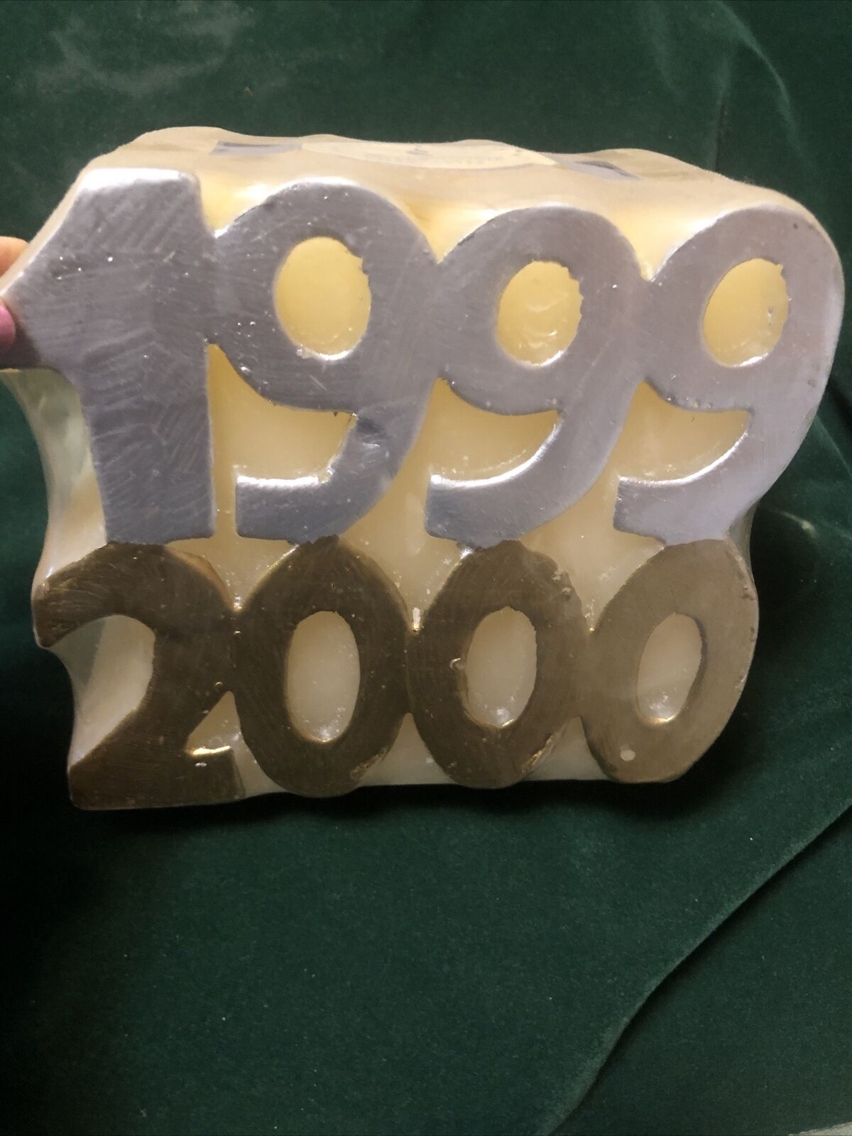 Vintage 1999/ 2000 Y2K White /gold Pillar Candle - Millennium RARE New Sealed